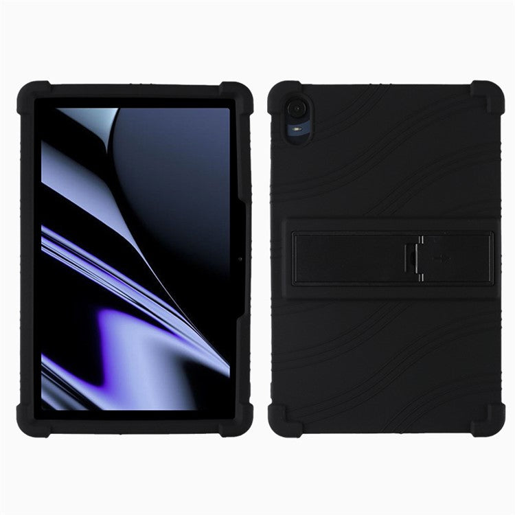 Protective Cover for Oppo Pad 11-inch, Shock-absorbing Soft Silicone Tablet Case with PC Kickstand - Black
