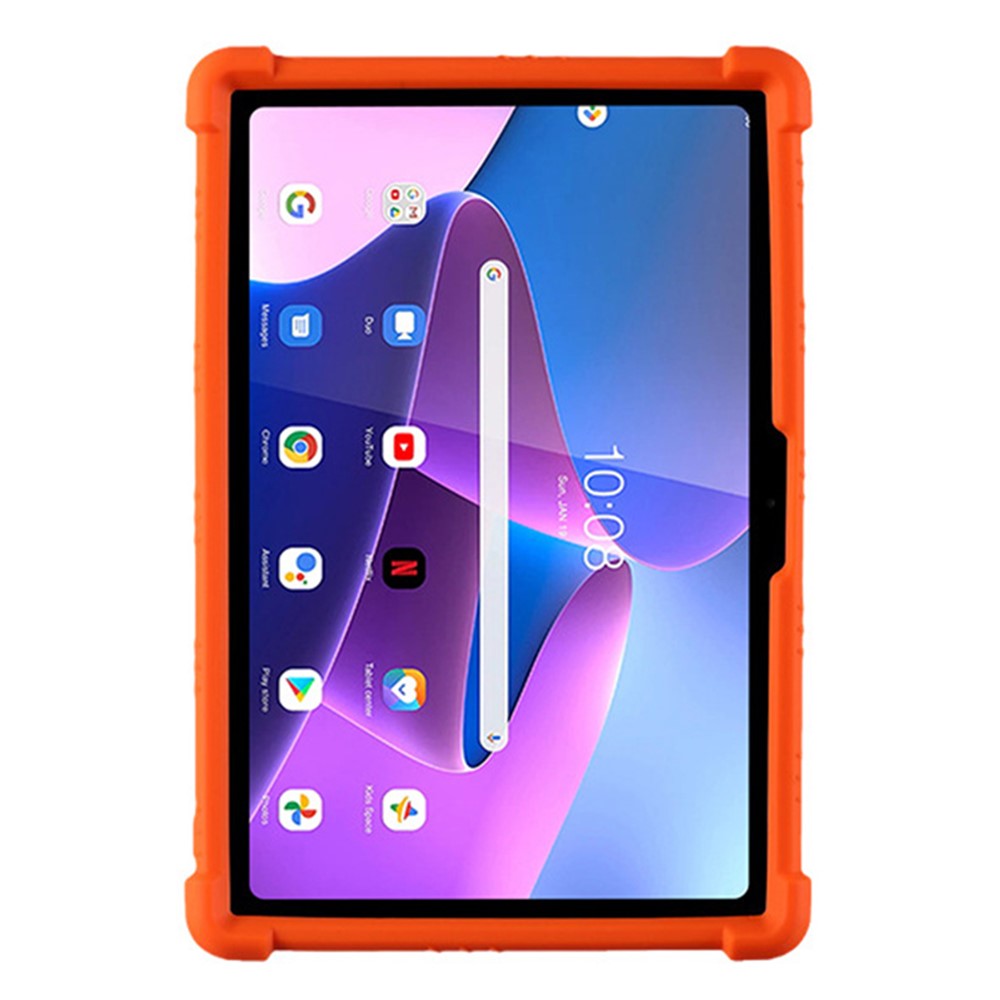 For Lenovo Tab M10 (Gen 3) / TB-328XU Anti-drop Tablet Case Anti-scratch Silicone Tablet Cover with Kickstand - Orange