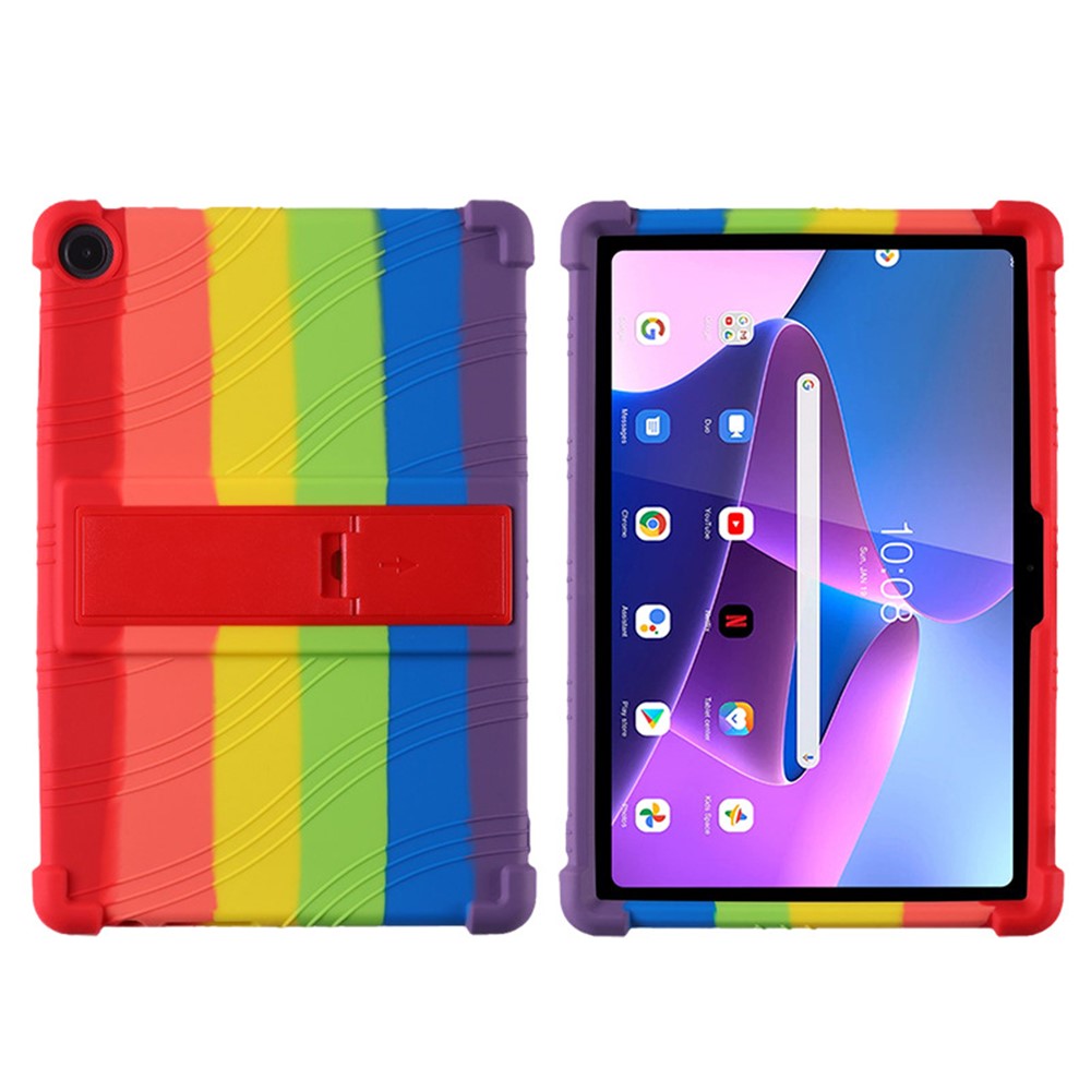 For Lenovo Tab M10 (Gen 3) / TB-328XU Anti-drop Tablet Case Anti-scratch Silicone Tablet Cover with Kickstand - Multi-color