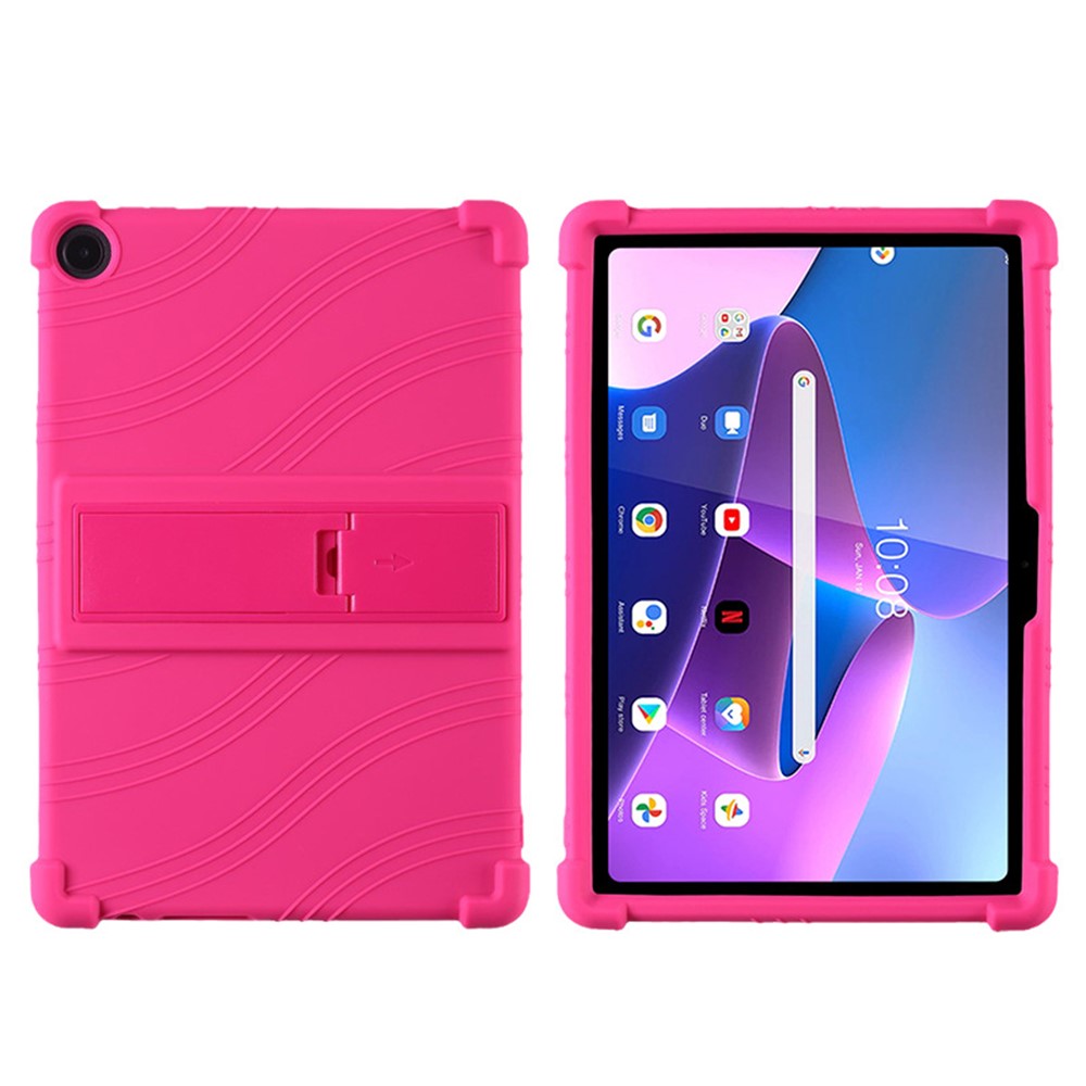 For Lenovo Tab M10 (Gen 3) / TB-328XU Anti-drop Tablet Case Anti-scratch Silicone Tablet Cover with Kickstand - Rose