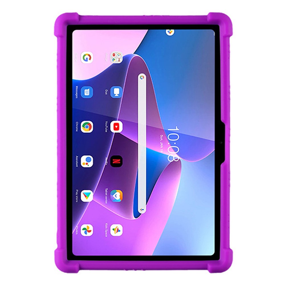 For Lenovo Tab M10 (Gen 3) / TB-328XU Anti-drop Tablet Case Anti-scratch Silicone Tablet Cover with Kickstand - Purple
