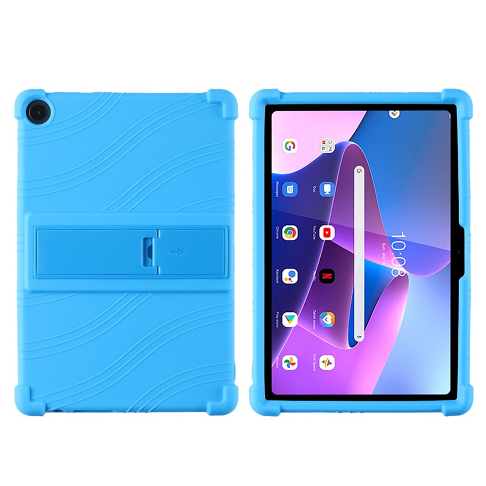 For Lenovo Tab M10 (Gen 3) / TB-328XU Anti-drop Tablet Case Anti-scratch Silicone Tablet Cover with Kickstand - Sky Blue