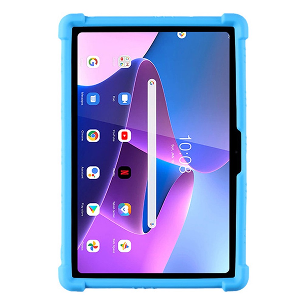 For Lenovo Tab M10 (Gen 3) / TB-328XU Anti-drop Tablet Case Anti-scratch Silicone Tablet Cover with Kickstand - Sky Blue