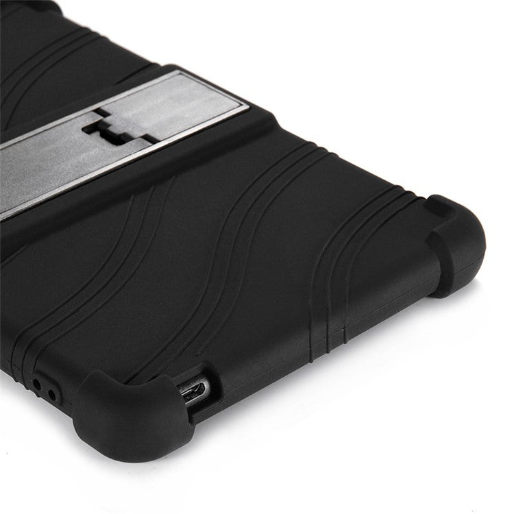 For Honor Tablet X7 Protective Tablet Cover Non-slip Silicone Tablet Case with PC Kickstand - Black