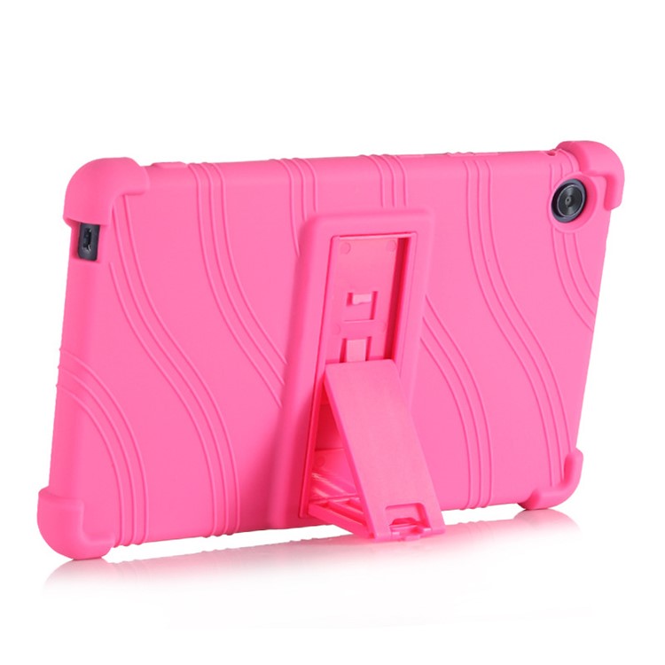 For Honor Tablet X7 Protective Tablet Cover Non-slip Silicone Tablet Case with PC Kickstand - Rose