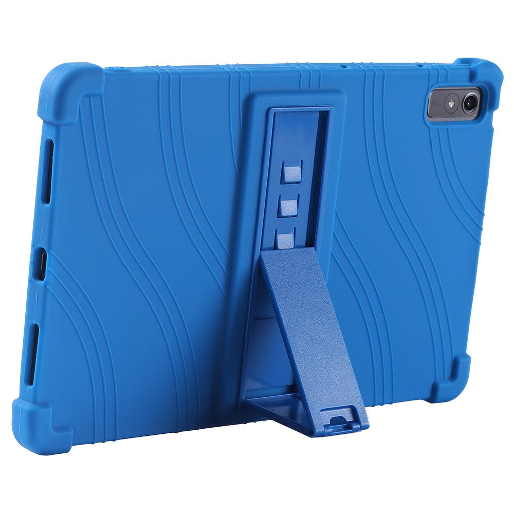 For Lenovo Pad Pro 2022 TB138FC / TB132FU Silicone Tablet Case Multi-Angle Kickstand Protective Cover - Dark Blue