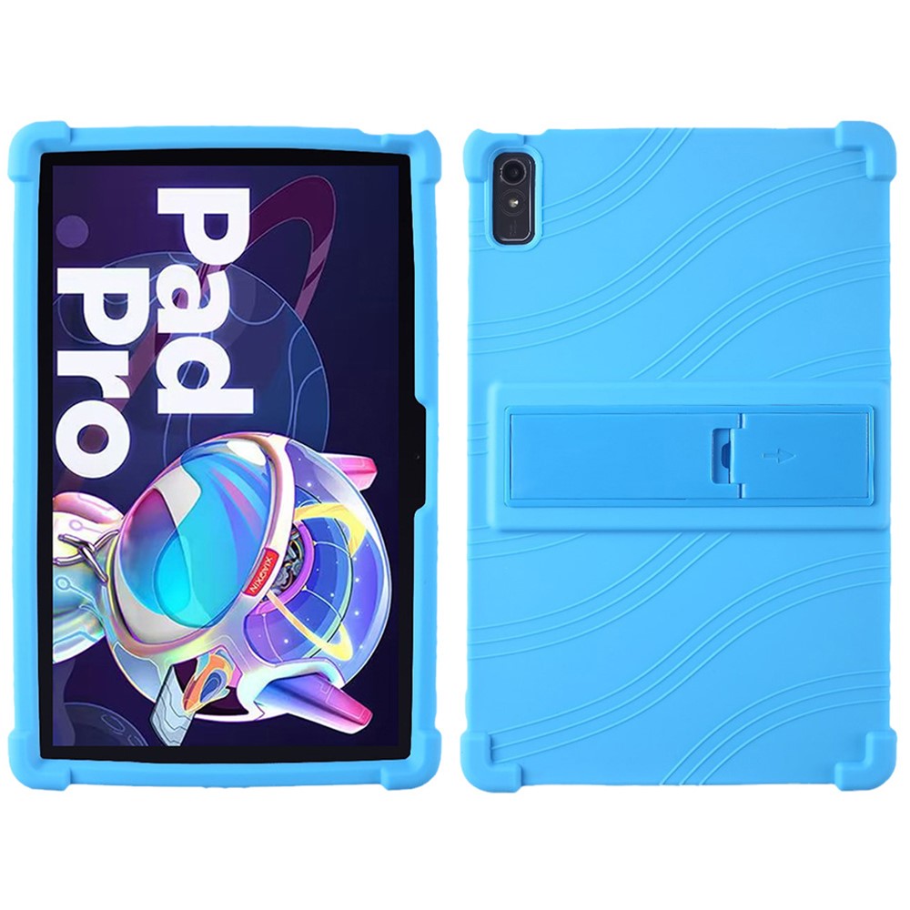 For Lenovo Pad Pro 2022 TB138FC / TB132FU Silicone Tablet Case Multi-Angle Kickstand Protective Cover - Sky Blue