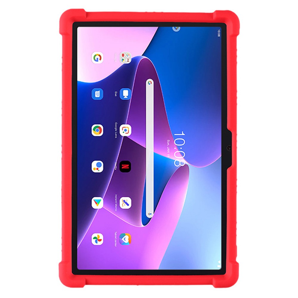 For Lenovo K10 Pro TB226XC / TB-223FC Anti-Slip Silicone Tablet Case Kickstand Shockproof Protective Cover - Red