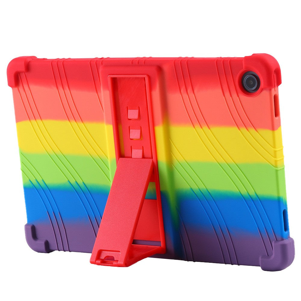 For Lenovo K10 Pro TB226XC / TB-223FC Anti-Slip Silicone Tablet Case Kickstand Shockproof Protective Cover - Red