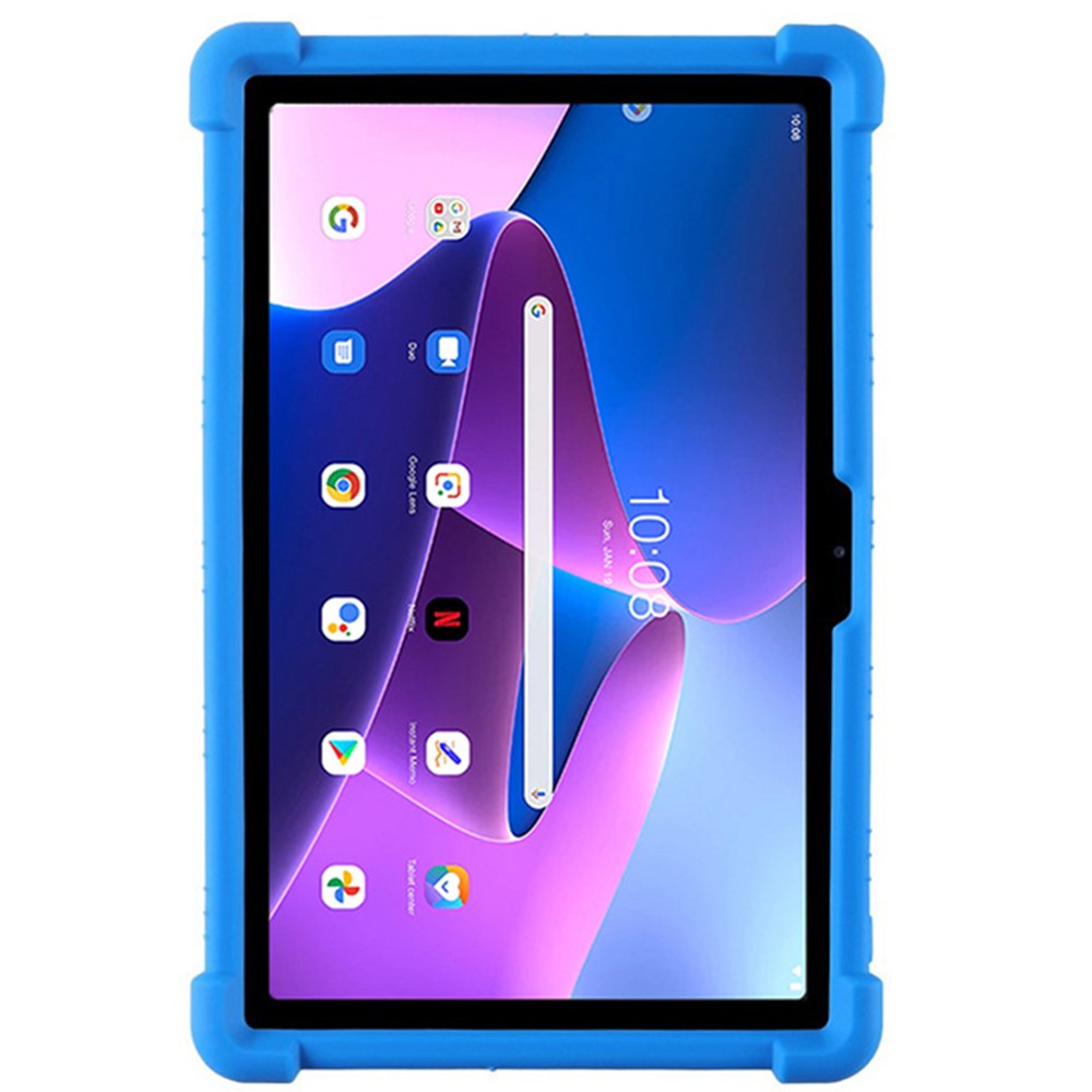 For Lenovo Tab M10 Plus (3rd Gen) / Xiaoxin Pad 2022 10.6 inch 125FU / 128FU Silicone Protective Cover Rotary Hand Grip Kickstand Shockproof Tablet Case - Dark Blue