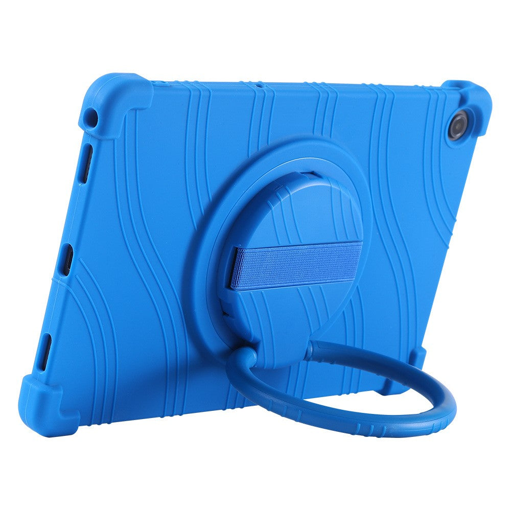 For Lenovo Tab M10 Plus (3rd Gen) / Xiaoxin Pad 2022 10.6 inch 125FU / 128FU Silicone Protective Cover Rotary Hand Grip Kickstand Shockproof Tablet Case - Dark Blue