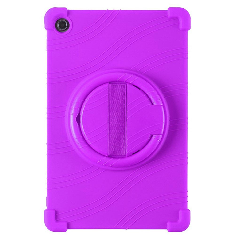 For Lenovo Tab M10 Plus (3rd Gen) / Xiaoxin Pad 2022 10.6 inch 125FU / 128FU Silicone Protective Cover Rotary Hand Grip Kickstand Shockproof Tablet Case - Purple