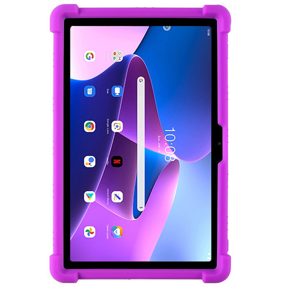For Lenovo Tab M10 Plus (3rd Gen) / Xiaoxin Pad 2022 10.6 inch 125FU / 128FU Silicone Protective Cover Rotary Hand Grip Kickstand Shockproof Tablet Case - Purple