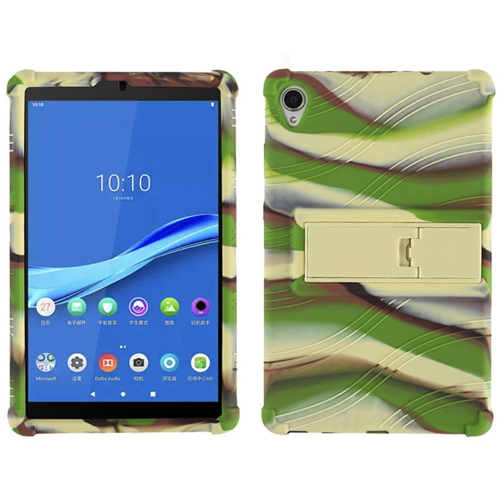 For Lenovo Tab M8 (FHD) TB-8505 / TB-8705 Kickstand Silicone Tablet Case Anti-Slip Kids Friendly Shockproof Soft Cover - Camouflage