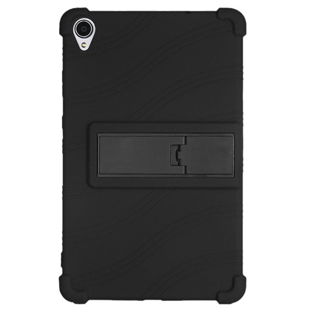 For Lenovo Tab M8 (FHD) TB-8505 / TB-8705 Kickstand Silicone Tablet Case Anti-Slip Kids Friendly Shockproof Soft Cover - Black