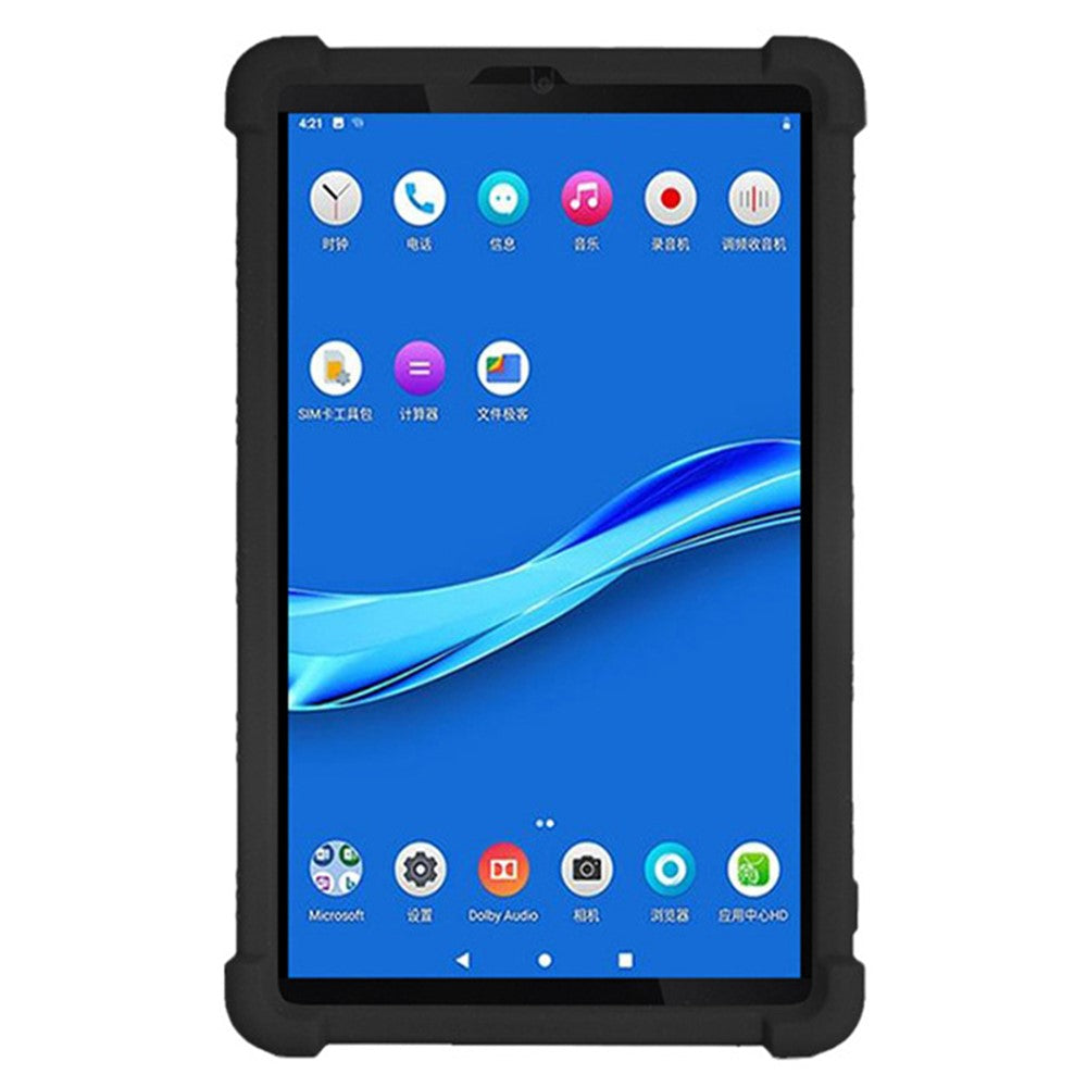 For Lenovo Tab M8 (FHD) TB-8505 / TB-8705 Kickstand Silicone Tablet Case Anti-Slip Kids Friendly Shockproof Soft Cover - Black