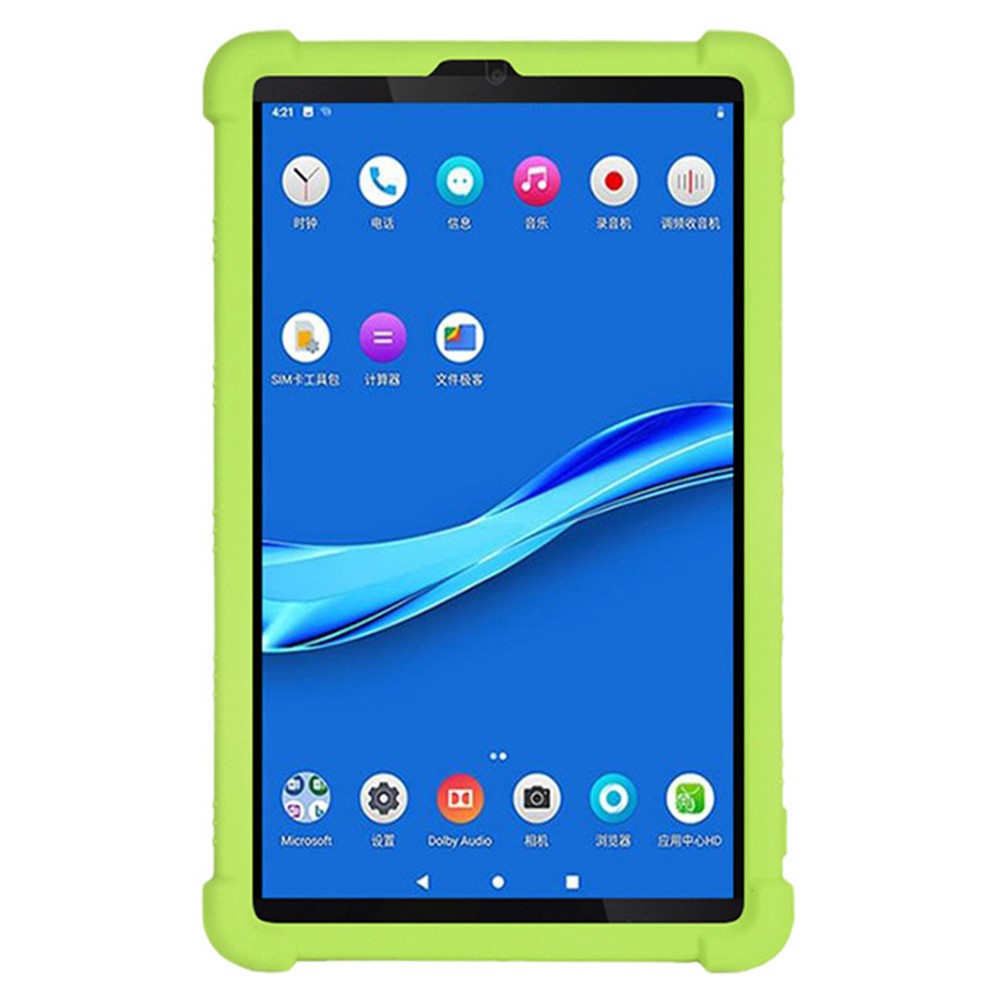 For Lenovo Tab M8 (FHD) TB-8505 / TB-8705 Kickstand Silicone Tablet Case Anti-Slip Kids Friendly Shockproof Soft Cover - Green
