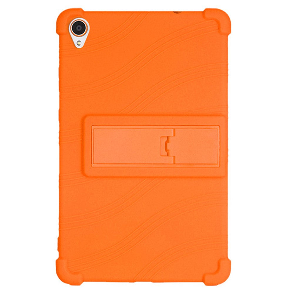 For Lenovo Tab M8 (FHD) TB-8505 / TB-8705 Kickstand Silicone Tablet Case Anti-Slip Kids Friendly Shockproof Soft Cover - Orange