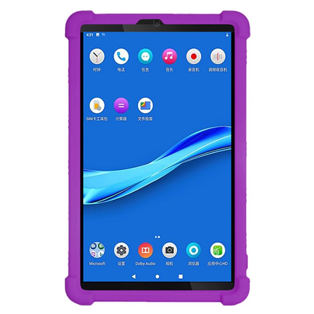 For Lenovo Tab M8 (FHD) TB-8505 / TB-8705 Kickstand Silicone Tablet Case Anti-Slip Kids Friendly Shockproof Soft Cover - Purple