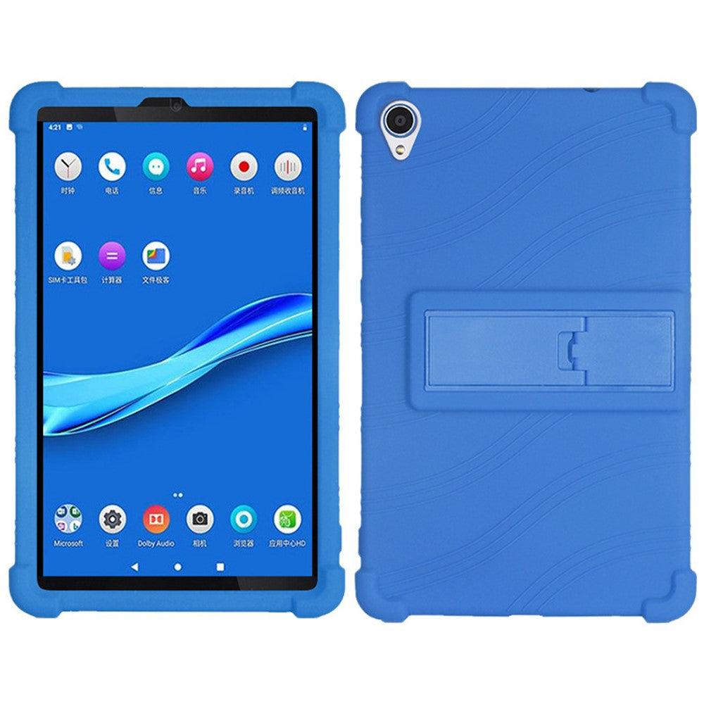 For Lenovo Tab M8 (3rd Gen) / Tab M8 (2nd Gen) TB-8506FS / XS Silicone Protective Cover Anti-Slip Kickstand Tablet Case - Dark Blue
