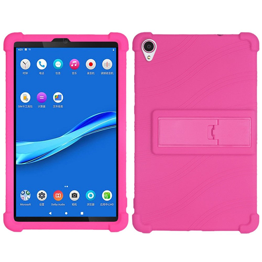 For Lenovo Tab M8 (3rd Gen) / Tab M8 (2nd Gen) TB-8506FS / XS Silicone Protective Cover Anti-Slip Kickstand Tablet Case - Rose