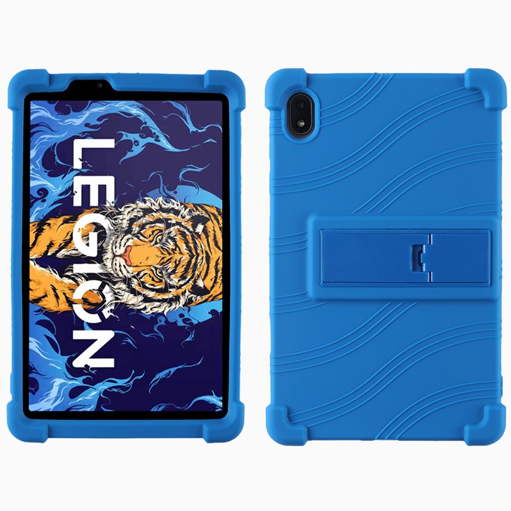 For Lenovo Legion Y700 Kickstand Soft Silicone Case Anti-Scratch Anti-Collision Tablet Cover - Dark Blue