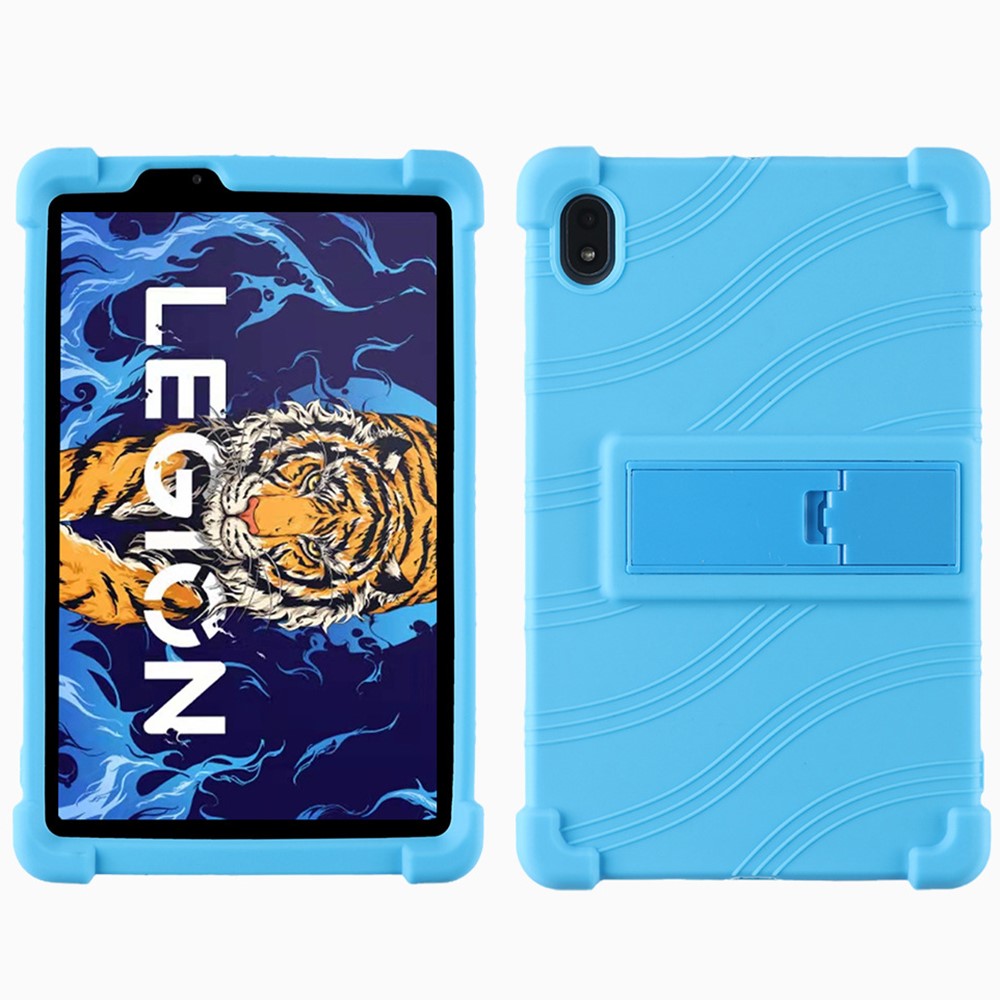 For Lenovo Legion Y700 Kickstand Soft Silicone Case Anti-Scratch Anti-Collision Tablet Cover - Sky Blue