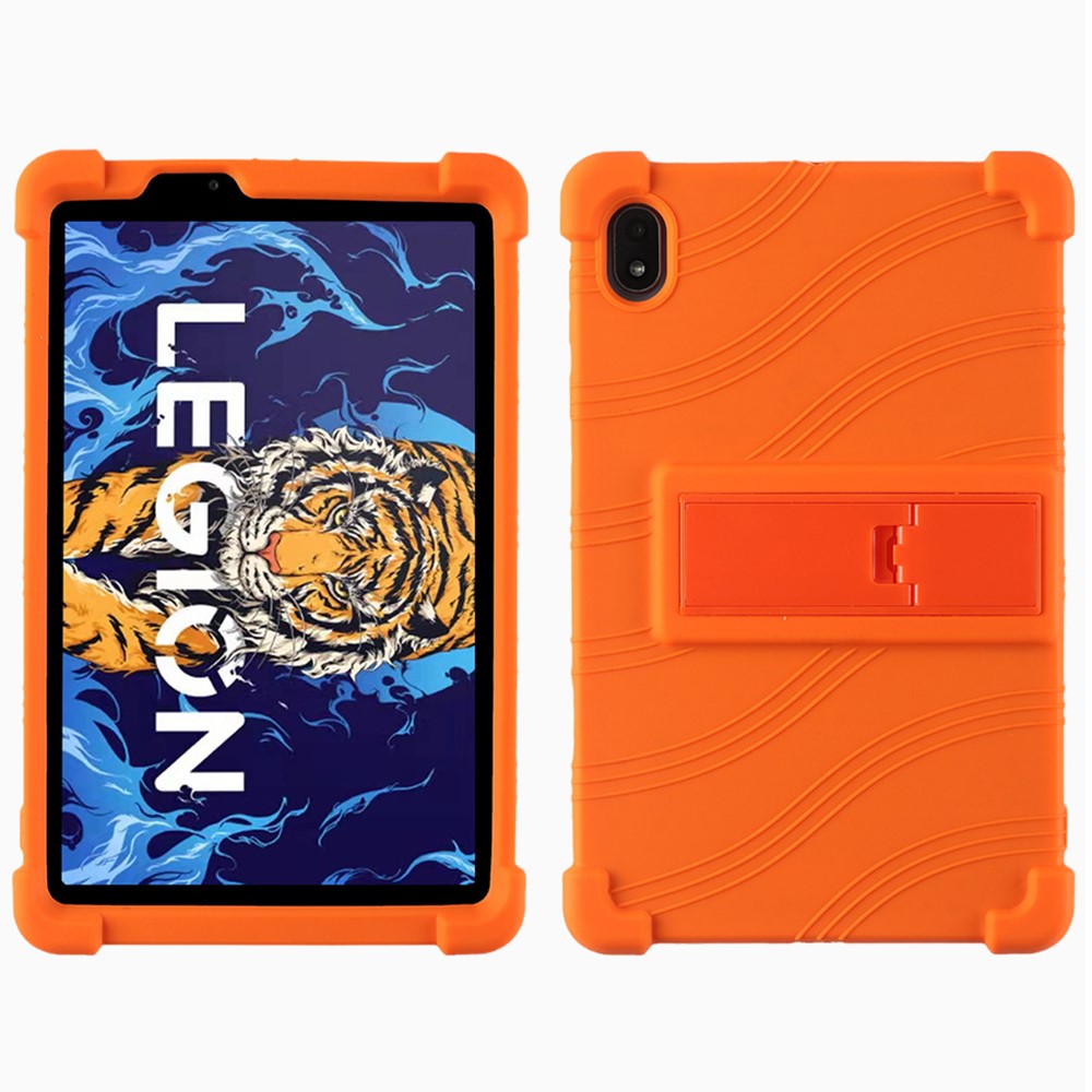For Lenovo Legion Y700 Kickstand Soft Silicone Case Anti-Scratch Anti-Collision Tablet Cover - Orange