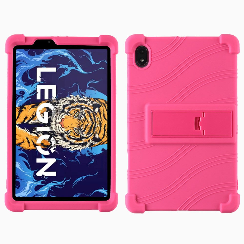 For Lenovo Legion Y700 Kickstand Soft Silicone Case Anti-Scratch Anti-Collision Tablet Cover - Rose