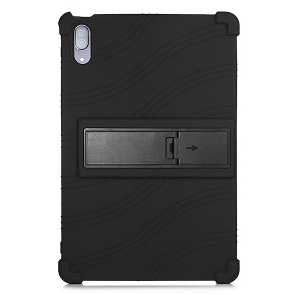 For Lenovo Tab P11 Pro (2020) TB-J706F Anti-Slip Silicone Protective Skin Shockproof Tablet Cover with PC Kickstand - Black