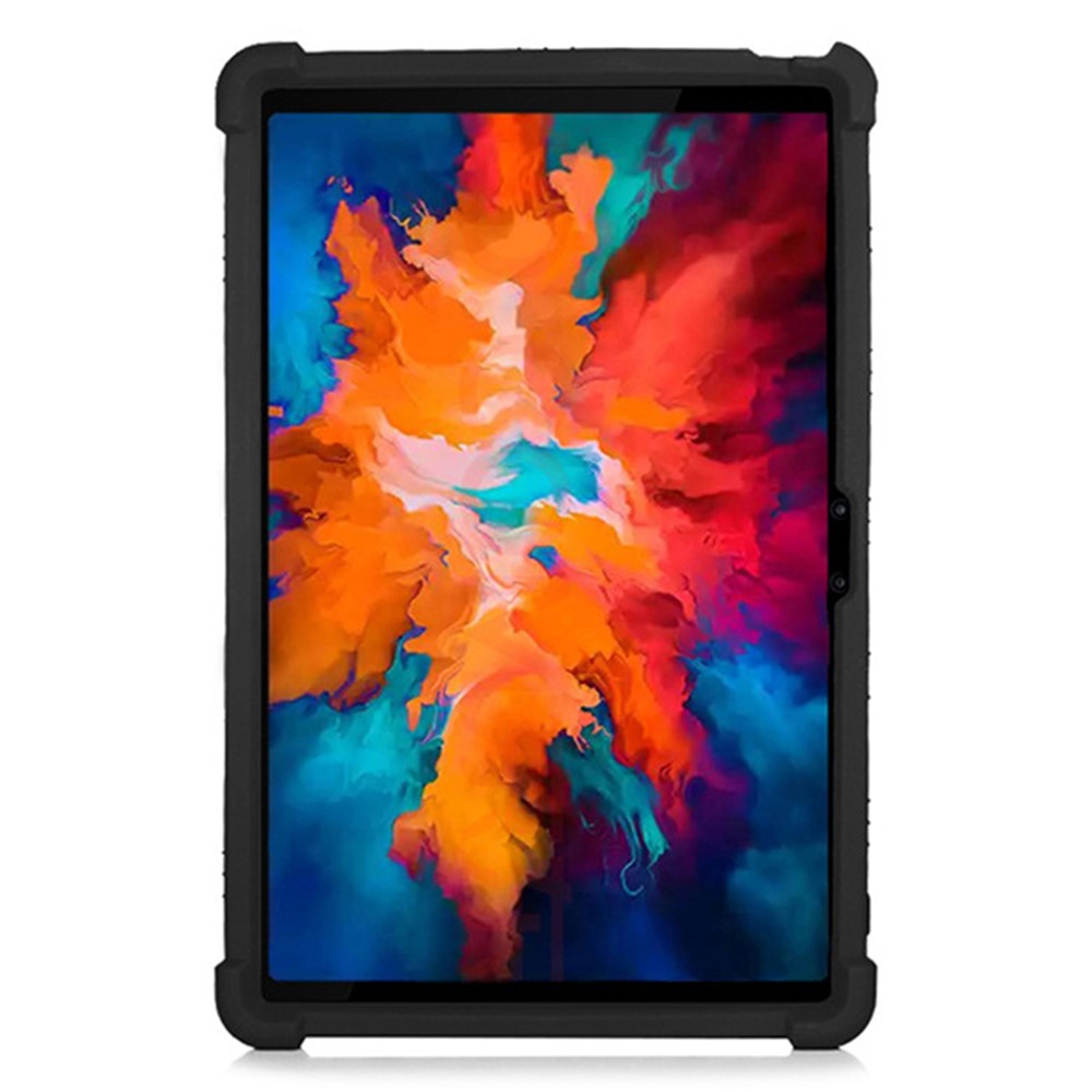 For Lenovo Tab P11 Pro (2020) TB-J706F Anti-Slip Silicone Protective Skin Shockproof Tablet Cover with PC Kickstand - Black