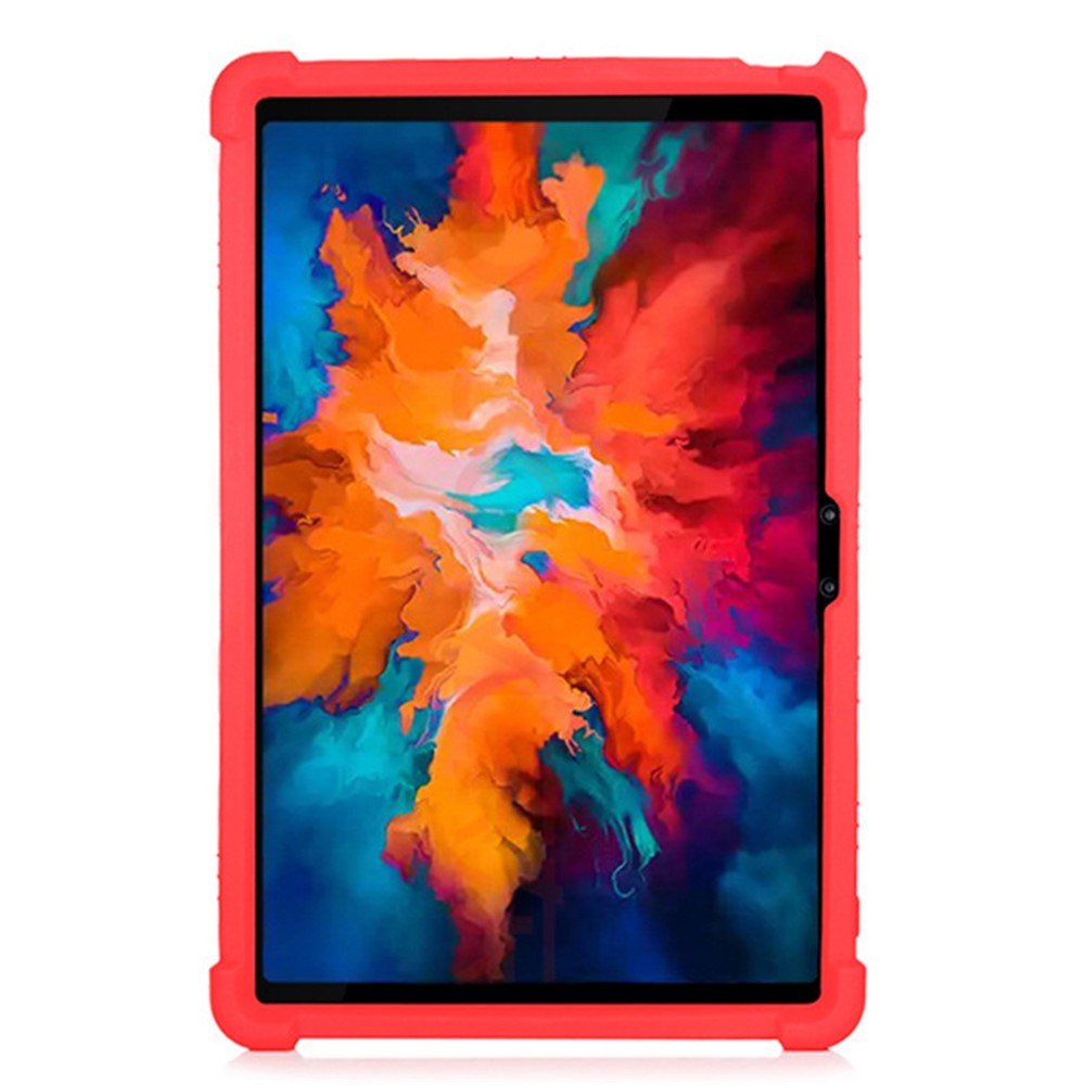 For Lenovo Tab P11 Pro (2020) TB-J706F Anti-Slip Silicone Protective Skin Shockproof Tablet Cover with PC Kickstand - Red