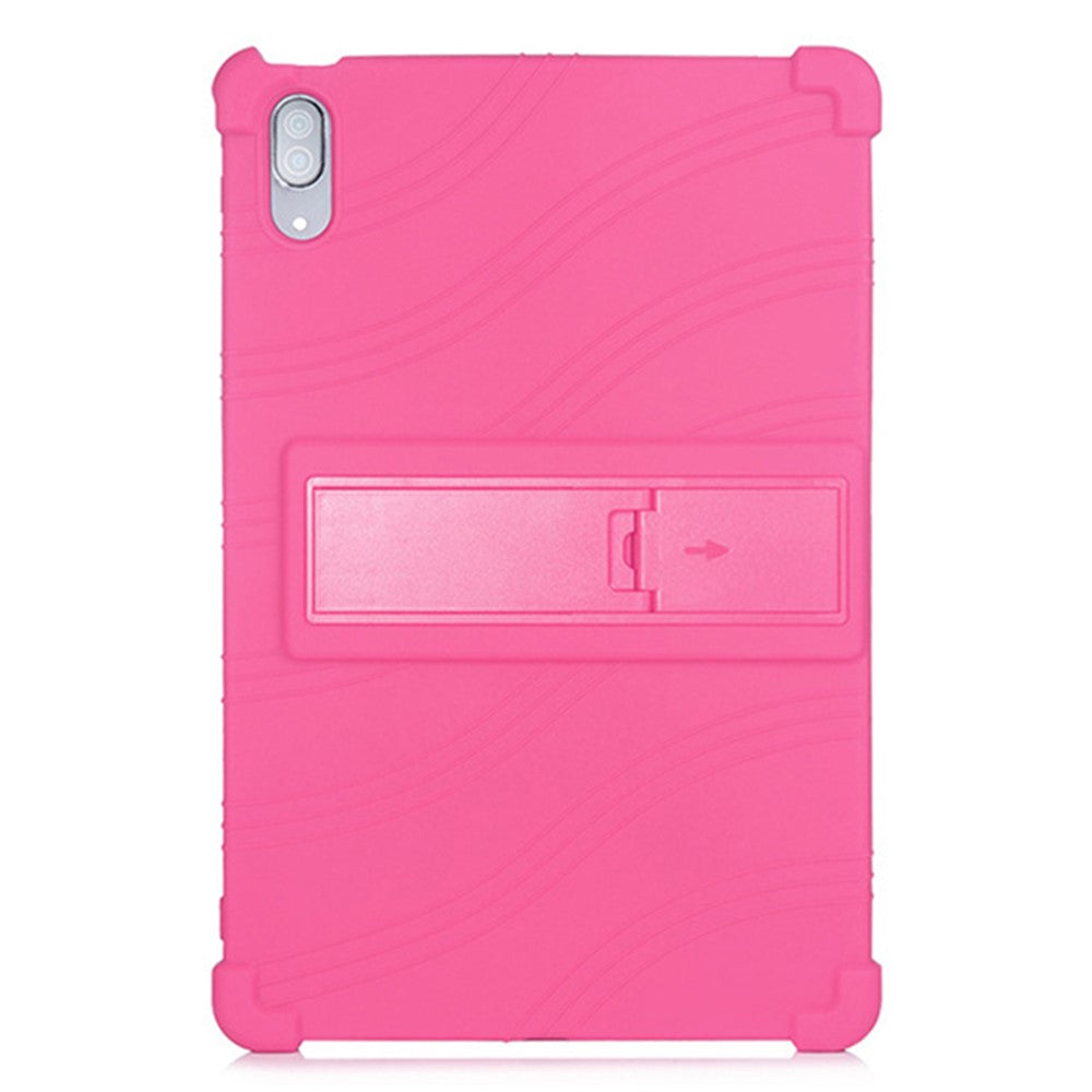 For Lenovo Tab P11 Pro (2020) TB-J706F Anti-Slip Silicone Protective Skin Shockproof Tablet Cover with PC Kickstand - Rose
