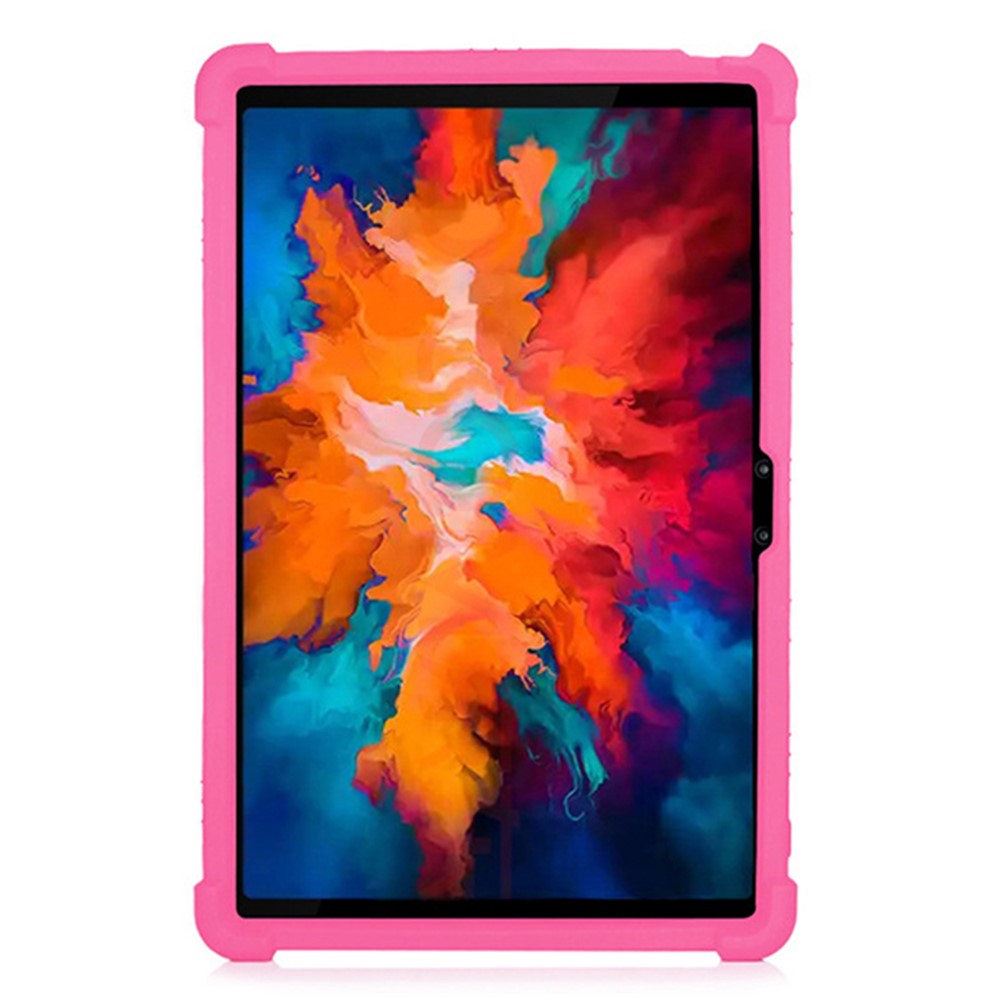 For Lenovo Tab P11 Pro (2020) TB-J706F Anti-Slip Silicone Protective Skin Shockproof Tablet Cover with PC Kickstand - Rose