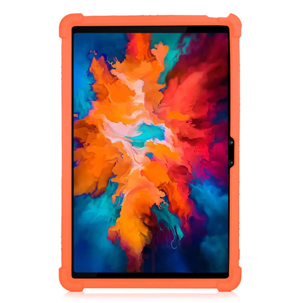 For Lenovo Tab P11 Pro (2020) TB-J706F Anti-Slip Silicone Protective Skin Shockproof Tablet Cover with PC Kickstand - Orange