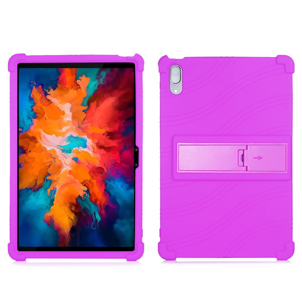 For Lenovo Tab P11 Pro (2020) TB-J706F Anti-Slip Silicone Protective Skin Shockproof Tablet Cover with PC Kickstand - Purple