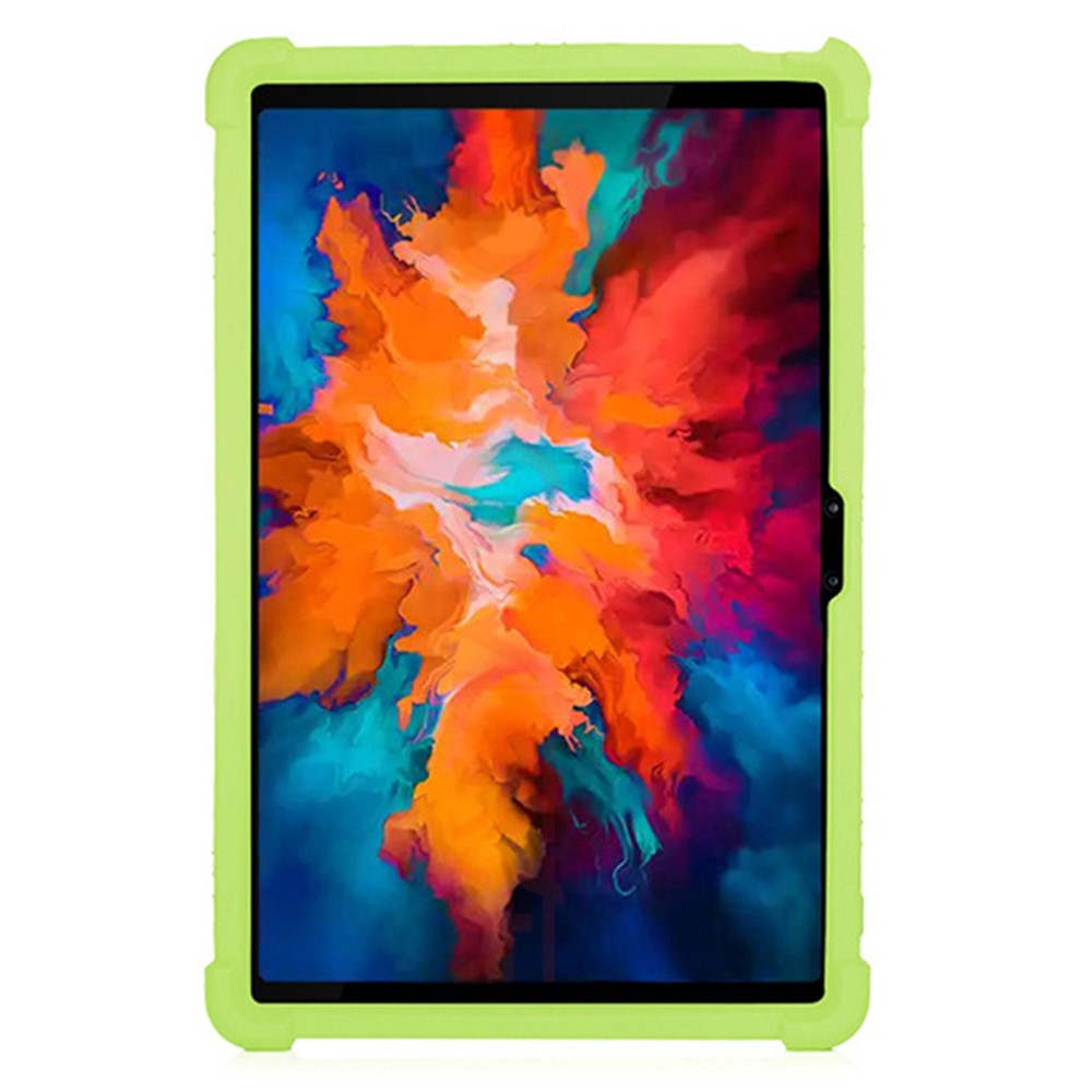 For Lenovo Tab P11 Pro (2020) TB-J706F Anti-Slip Silicone Protective Skin Shockproof Tablet Cover with PC Kickstand - Green