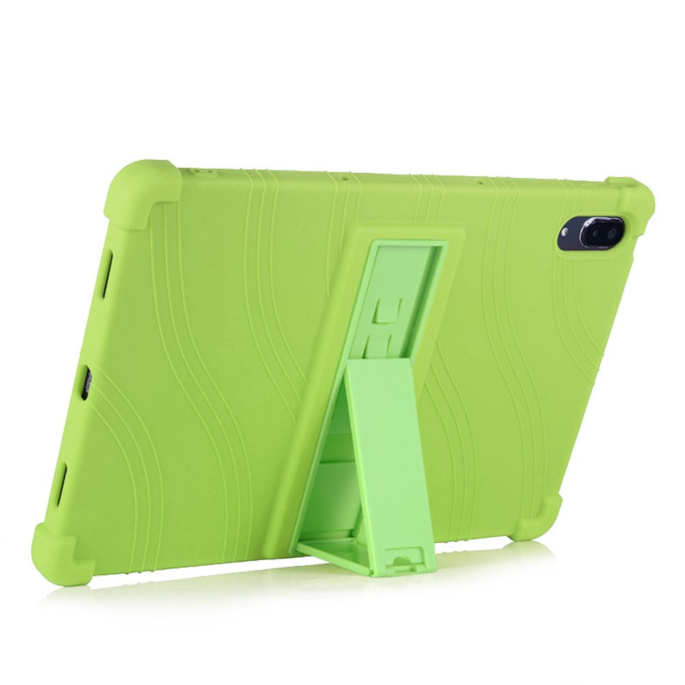 For Lenovo Tab P11 Pro (2020) TB-J706F Anti-Slip Silicone Protective Skin Shockproof Tablet Cover with PC Kickstand - Green