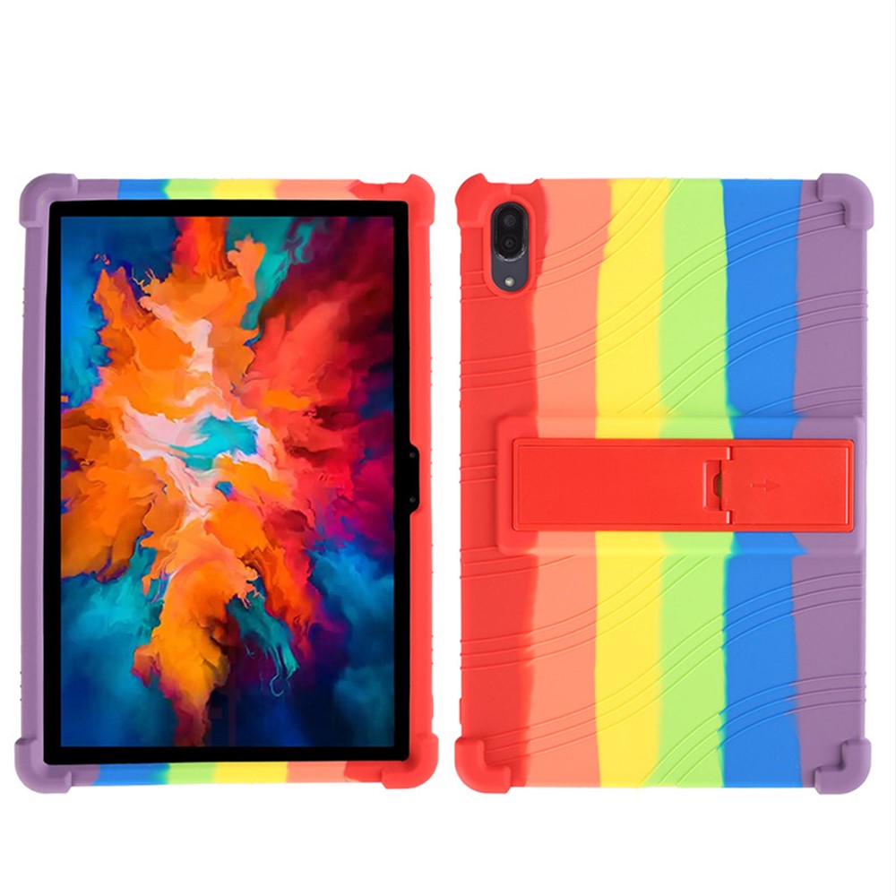 For Lenovo Tab P11 Pro (2020) TB-J706F Anti-Slip Silicone Protective Skin Shockproof Tablet Cover with PC Kickstand - Multi-color