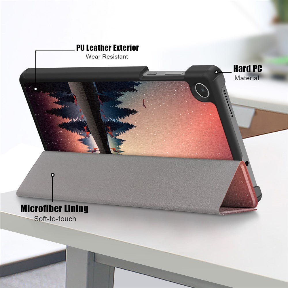 For Lenovo Tab M8 (4th Gen) 2024 TB-301XU / M8 (4th Gen) 2023 TB-300FU Tri-Fold Stand Tablet PU Leather Cover - Nightfall
