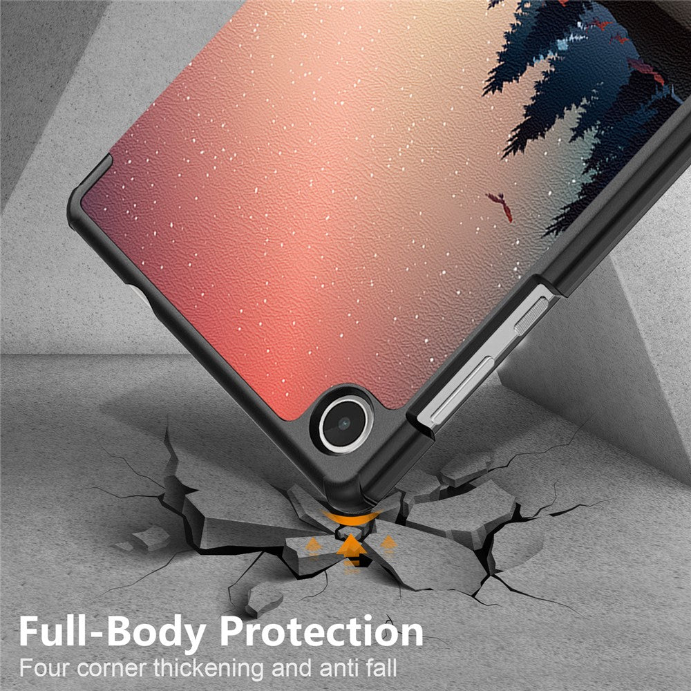 For Lenovo Tab M8 (4th Gen) 2024 TB-301XU / M8 (4th Gen) 2023 TB-300FU Tri-Fold Stand Tablet PU Leather Cover - Nightfall