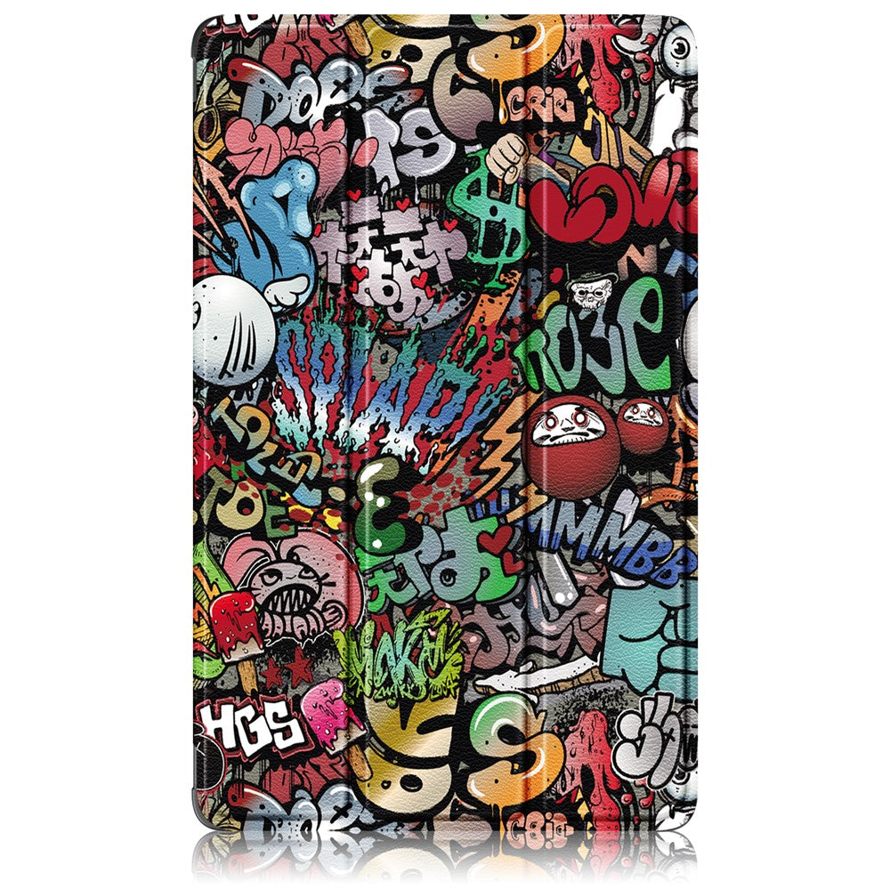 For Lenovo Tab M8 (4th Gen) 2024 TB-301XU / M8 (4th Gen) 2023 TB-300FU Tri-Fold Stand Tablet PU Leather Cover - Graffiti