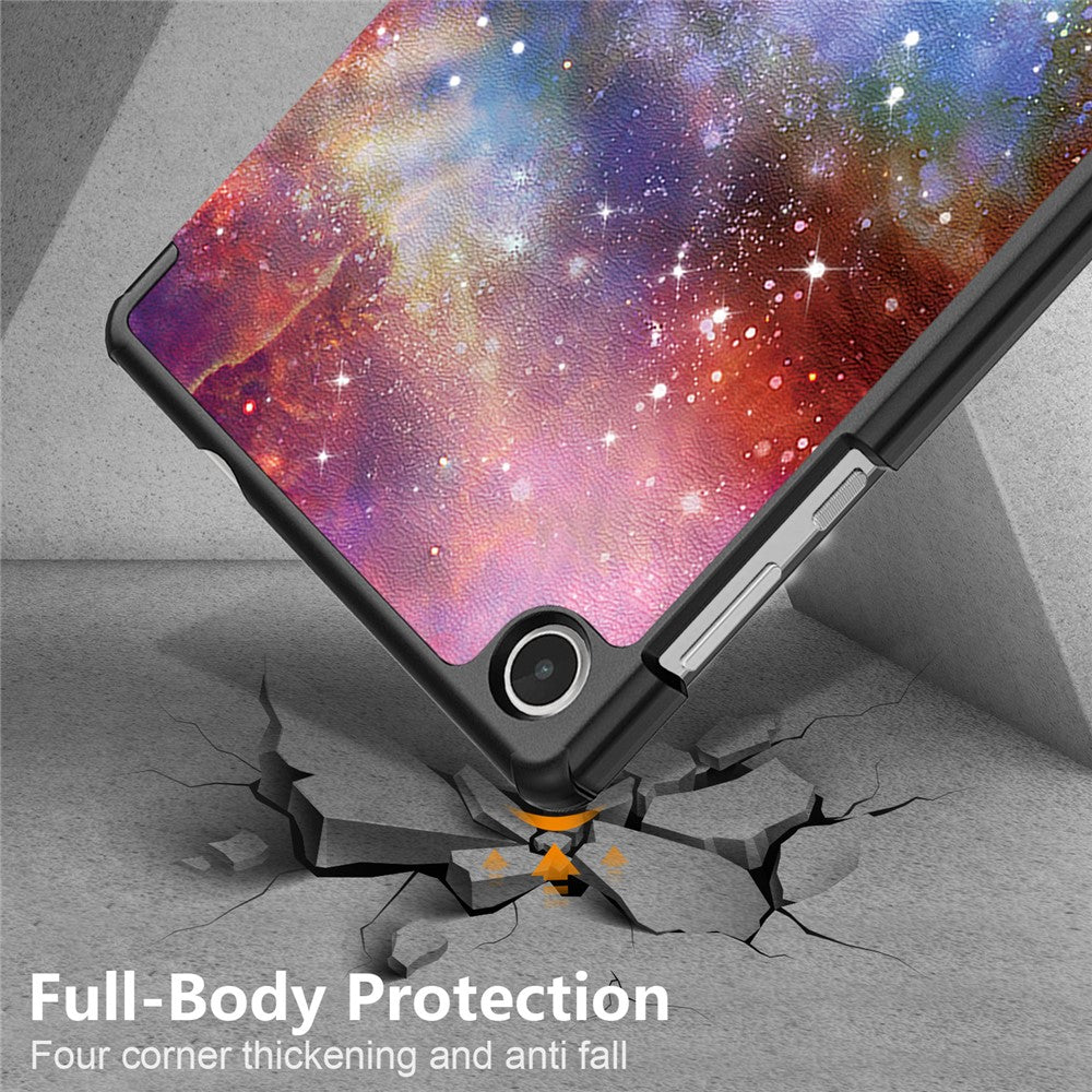 For Lenovo Tab M8 (4th Gen) 2024 TB-301XU / M8 (4th Gen) 2023 TB-300FU Tri-Fold Stand Tablet PU Leather Cover - Galaxy