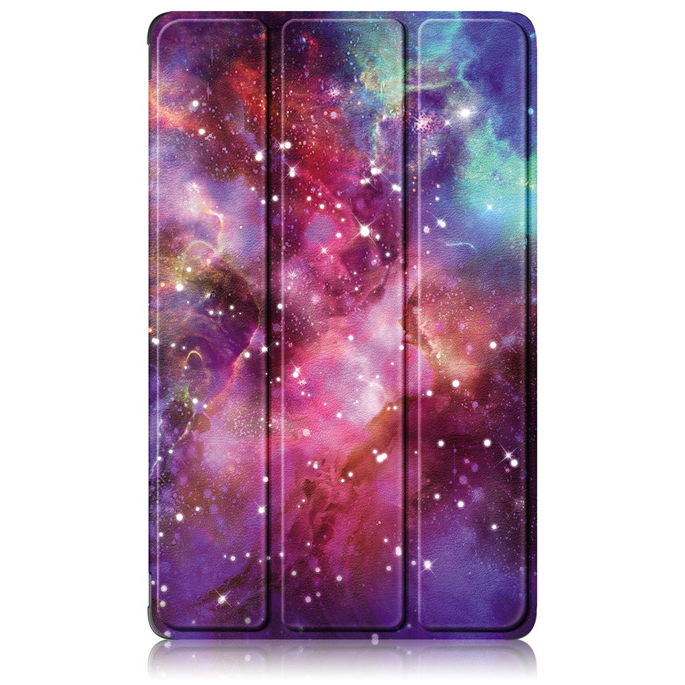 For Lenovo Tab M8 (4th Gen) 2024 TB-301XU / M8 (4th Gen) 2023 TB-300FU Tri-Fold Stand Tablet PU Leather Cover - Galaxy
