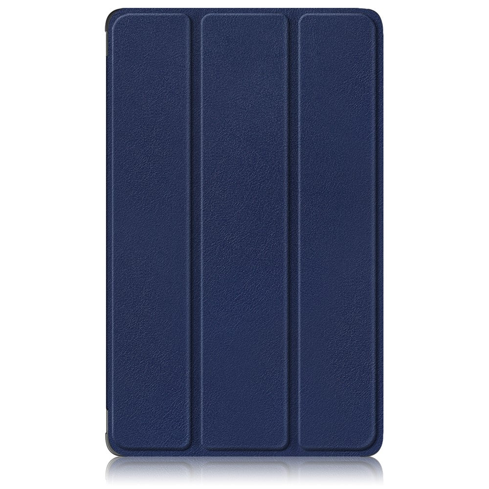 For Lenovo Tab M8 (4th Gen) 2024 TB-301XU / M8 (4th Gen) 2023 TB-300FU Tri-Fold Stand Solid Color PU Leather Tablet Cover - Dark Blue