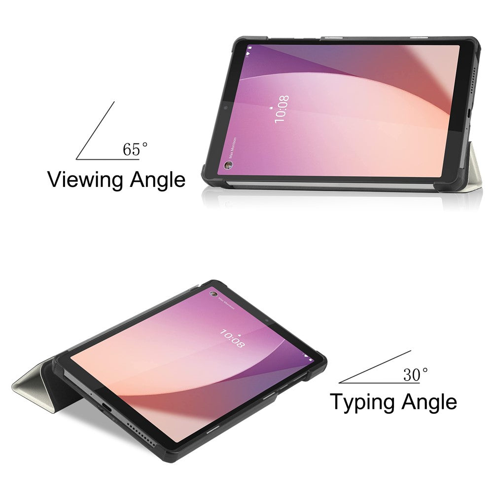 Tri-Fold Stand for Lenovo Tab M8 (4th Gen) 2024 TB-301XU / M8 (4th Gen) 2023 TB-300FU Pattern Printing PU Leather Tablet Cover - Cat