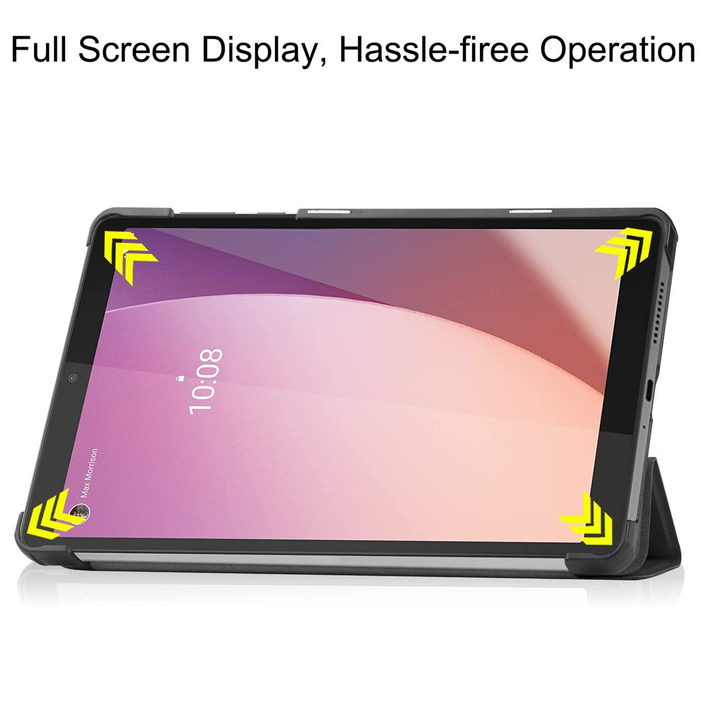 PU Leather Tablet Case for Lenovo Tab M8 (4th Gen) 2024 TB-301XU / M8 (4th Gen) 2023 TB-300FU Tri-Fold Stand Protective Tablet Cover - Black