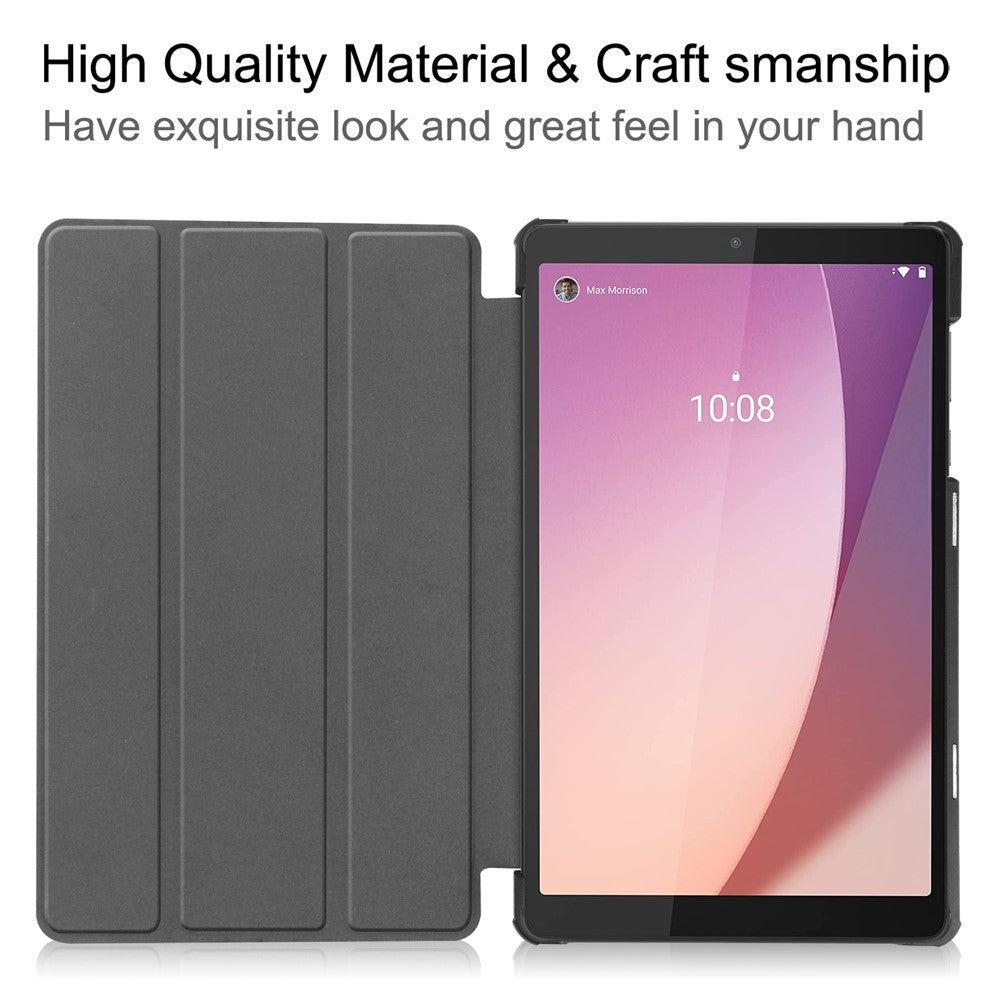 PU Leather Tablet Case for Lenovo Tab M8 (4th Gen) 2024 TB-301XU / M8 (4th Gen) 2023 TB-300FU Tri-Fold Stand Protective Tablet Cover - Blue
