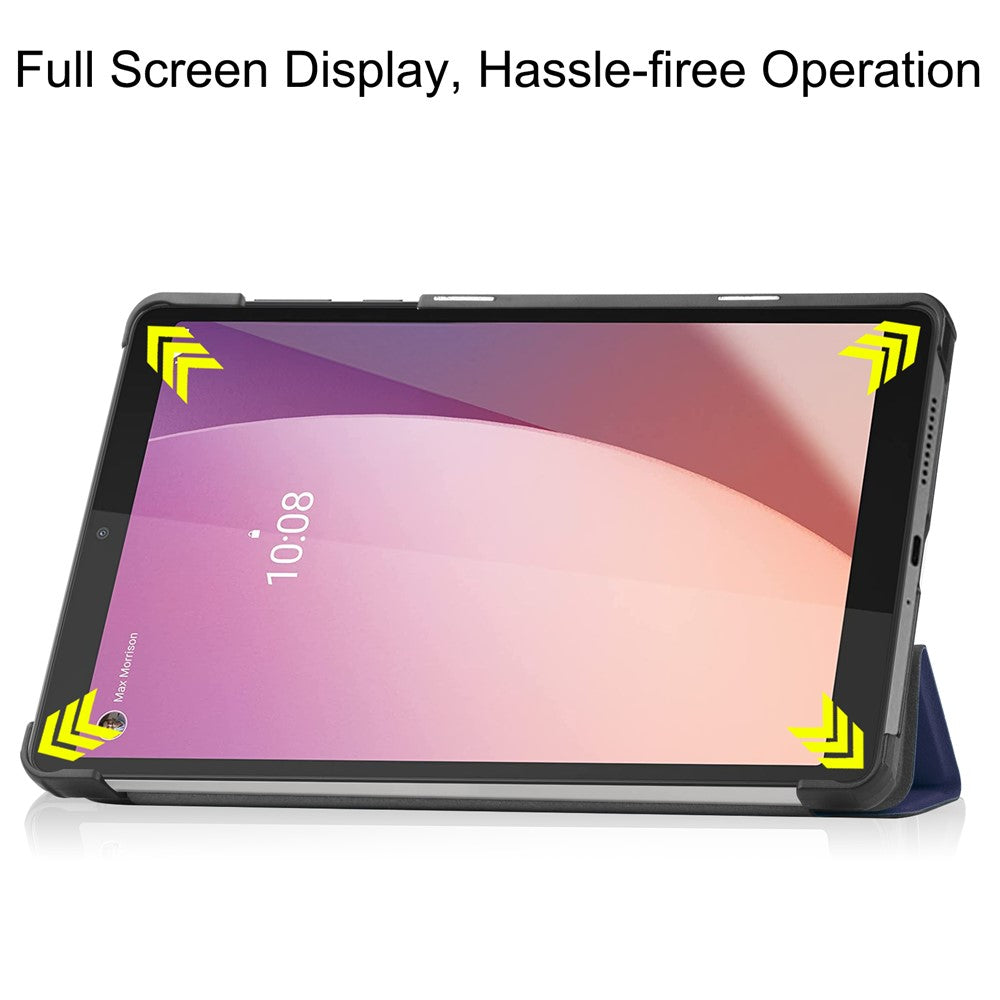 PU Leather Tablet Case for Lenovo Tab M8 (4th Gen) 2024 TB-301XU / M8 (4th Gen) 2023 TB-300FU Tri-Fold Stand Protective Tablet Cover - Blue