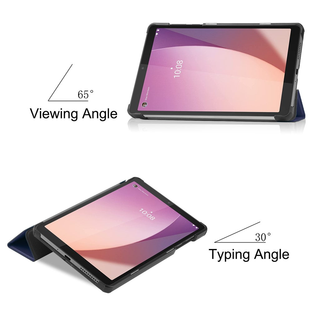 PU Leather Tablet Case for Lenovo Tab M8 (4th Gen) 2024 TB-301XU / M8 (4th Gen) 2023 TB-300FU Tri-Fold Stand Protective Tablet Cover - Blue